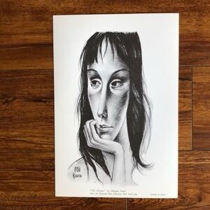 Margaret Keane Vintage 1960's Black/White Print "The Dreamer" Mod Big Eyes